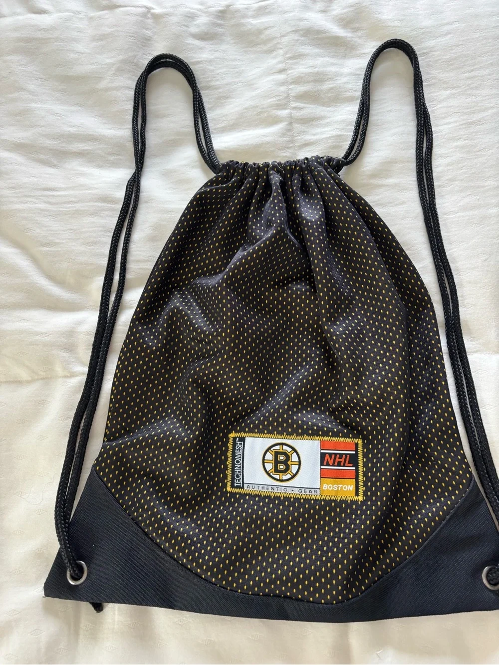 NHL Boston Bruins Black and Gold Drawstring Cinch Bag Backpack unisex